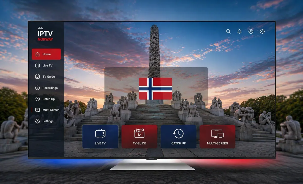 Hovedillustrasjon for 2026-guiden til å velge et IPTV-abonnement i Norge.